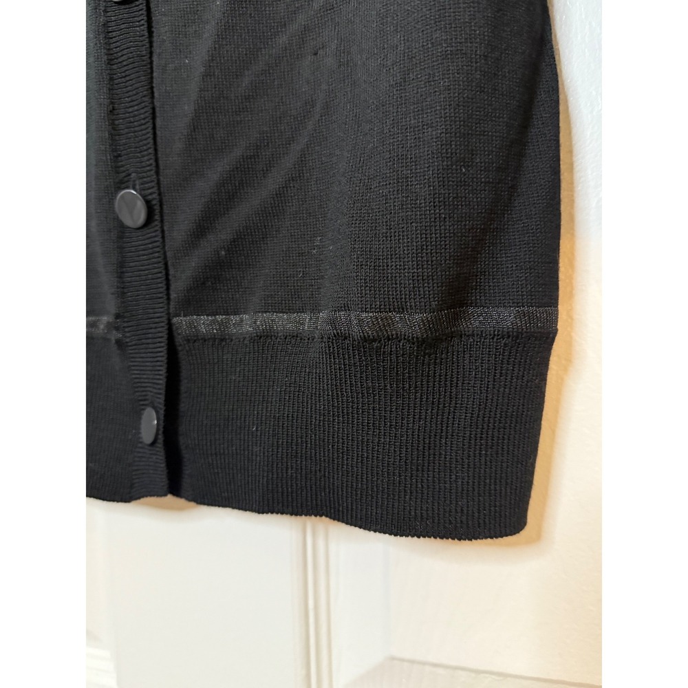 St‎ John Black Wool Blend Button Front Long Sleeve Cardigan Sweater Size P - Picture 5 of 8